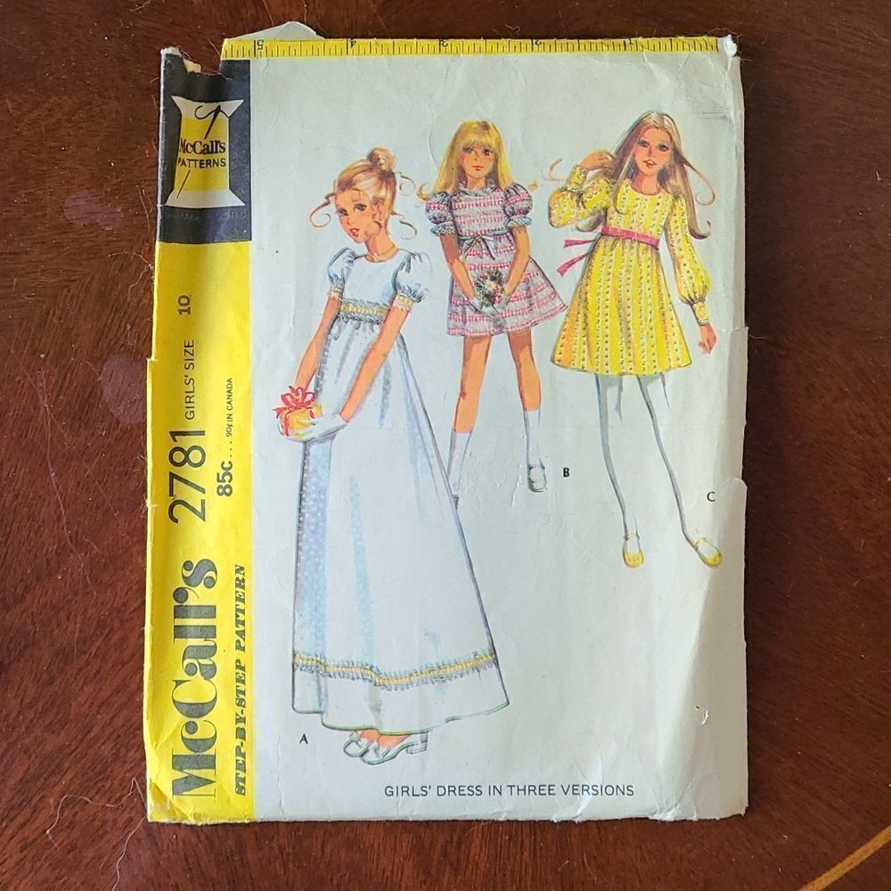 3/$15 vintage 1971 McCalls Girls sz 10 Sewing Dress Pattern 2781  